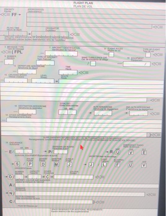 1. For the following codes use attached ICAO