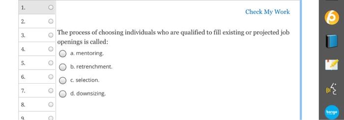 1. 2 Check My Work o 3. 4. 5. The process of
