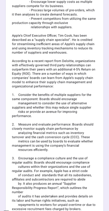 Apple's Supply Chain Strategy Apple has received