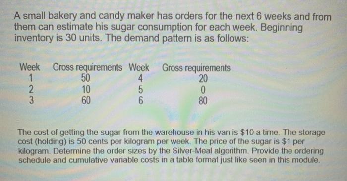 A small bakery and candy maker has orders for the