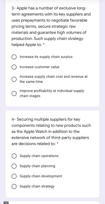 Apple's Supply Chain Strategy Apple has received