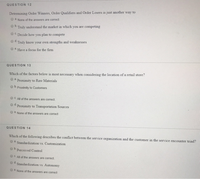 QUESTION 1 When developing an operations