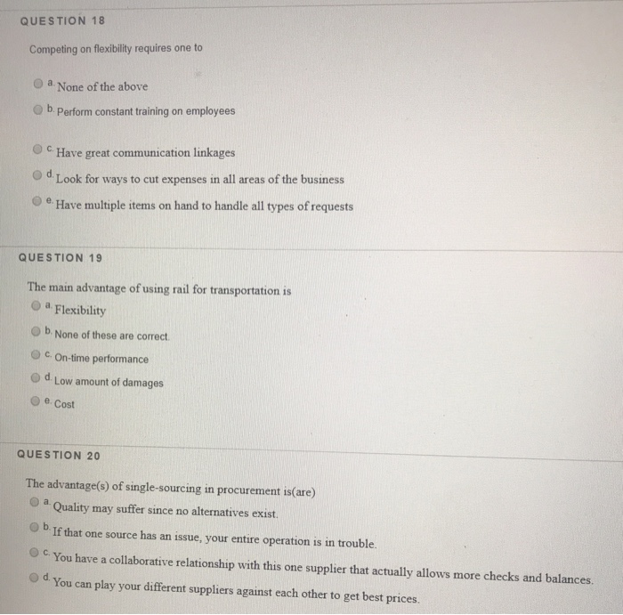 QUESTION 1 When developing an operations