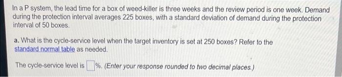 In a P system, the lead time for a box of