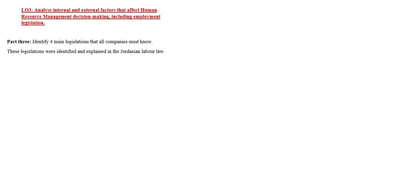 LO3: Analyse internal and external factors that