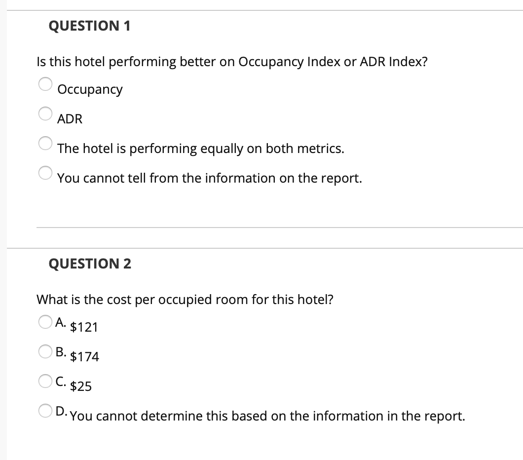 QUESTION 1 Is this hotel performing better on