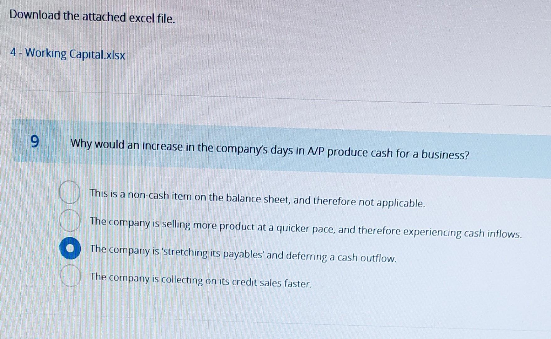 Quarterly Working Capital Schedule All figures in