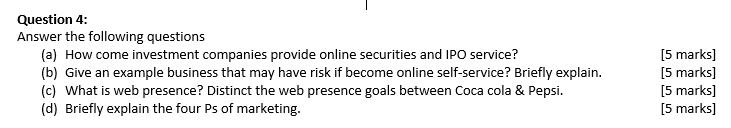 Question 4: Answer the following questions (a)