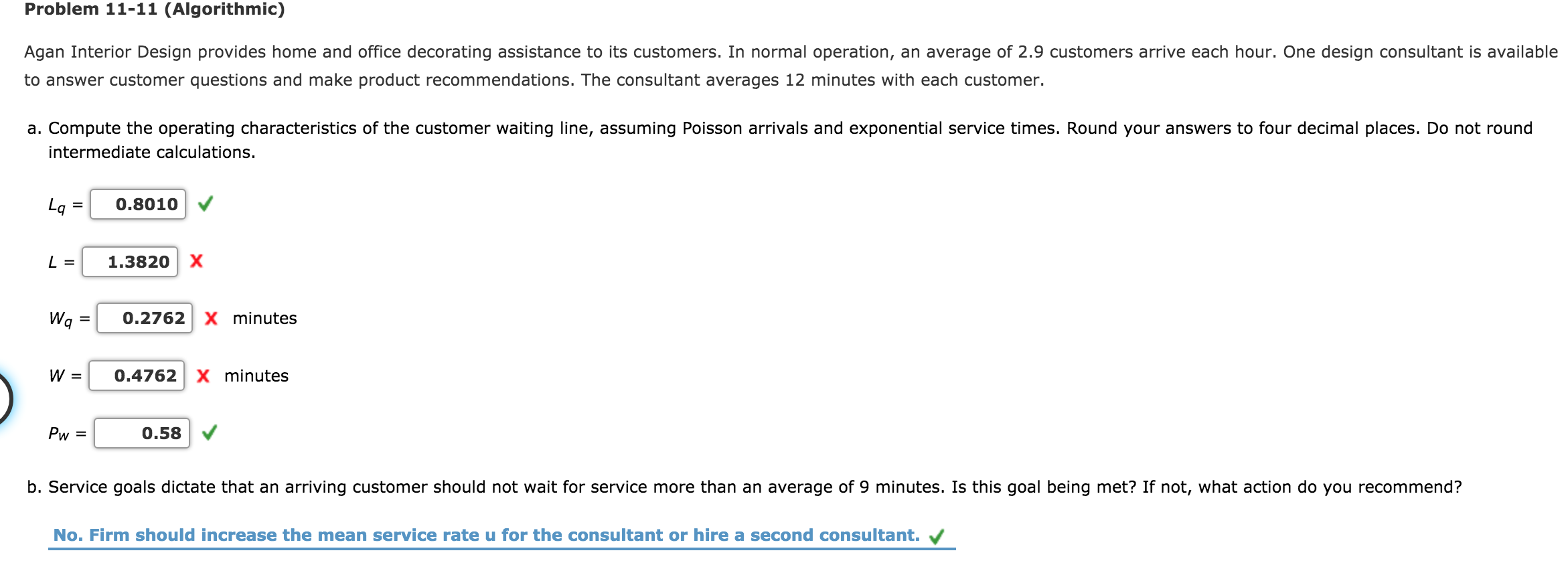 Problem 11-11 (Algorithmic) Agan Interior Design