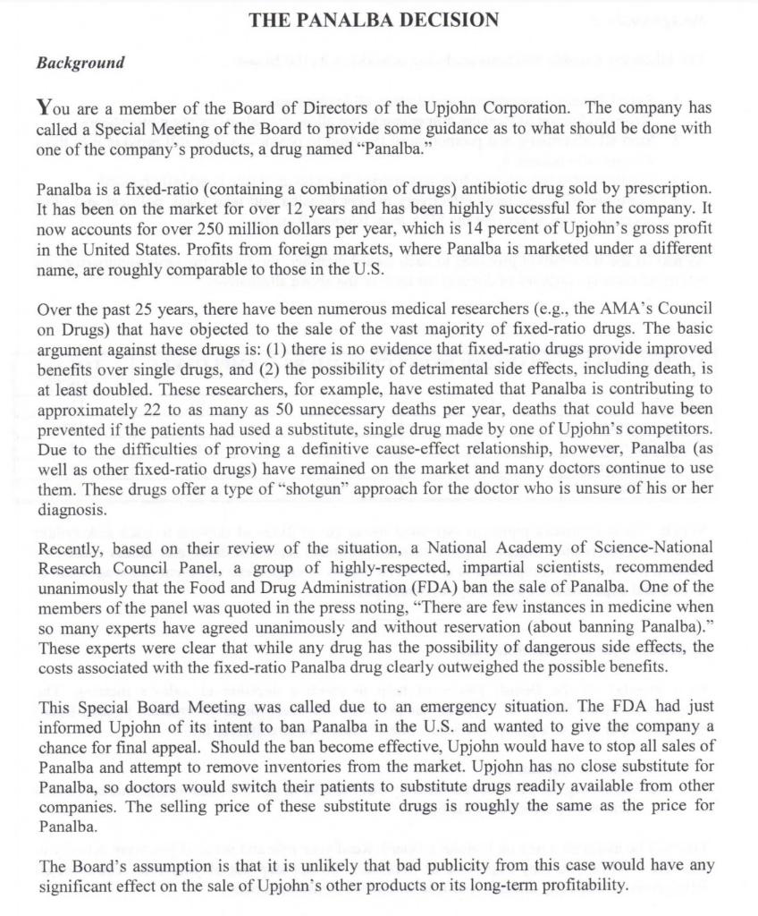 Read the attached case, "The Panalba Decision."