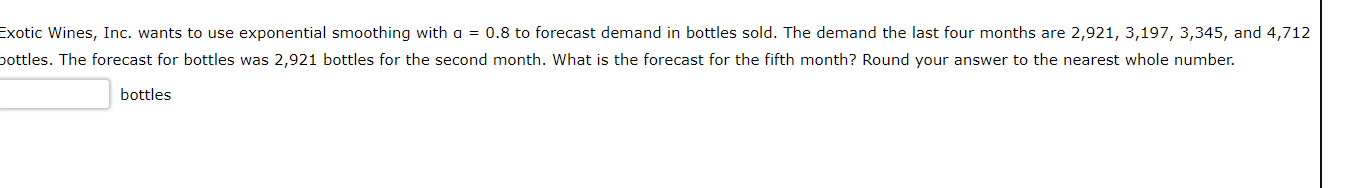 Exotic Wines, Inc. wants to use exponential