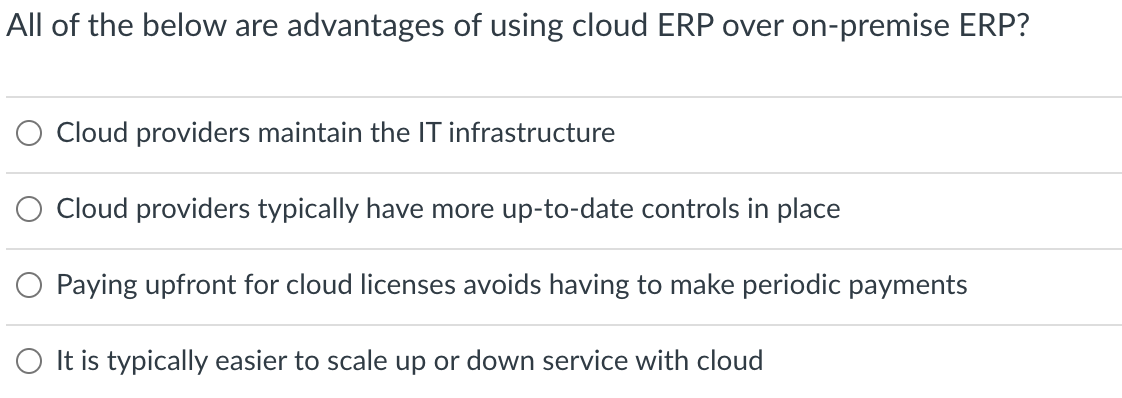 All of the below are advantages of using cloud