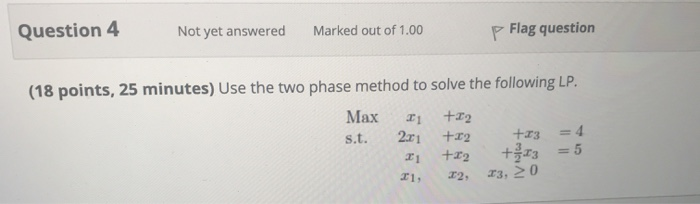Question 4 Not yet answered Marked out of 1.00 p