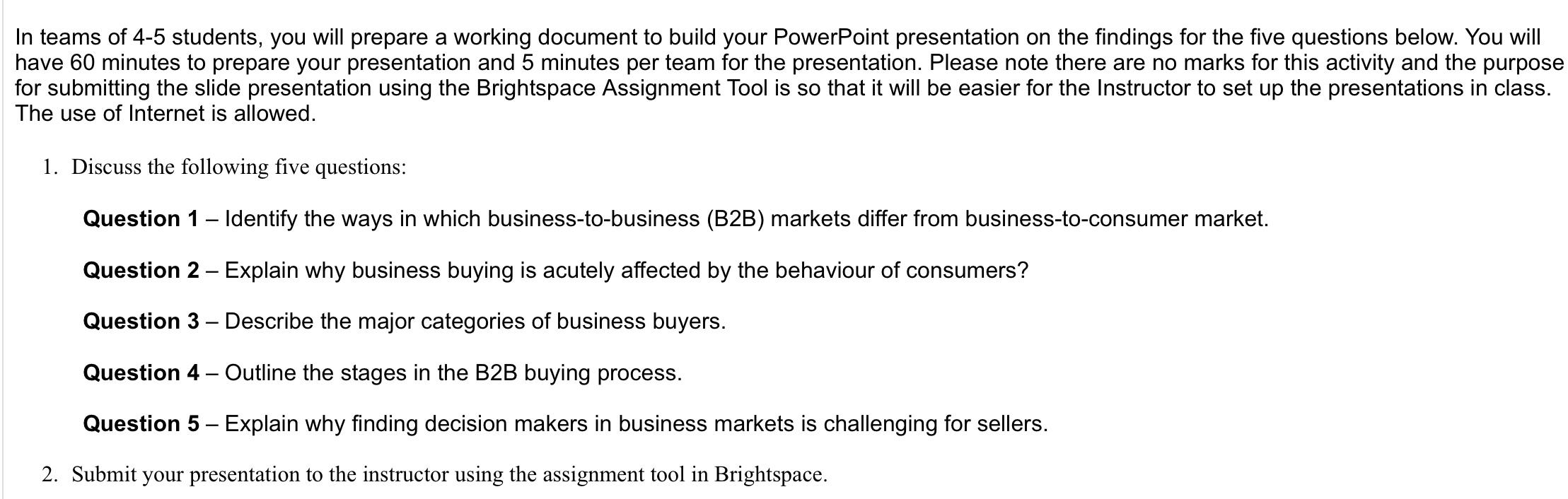 In teams of 4-5 students, you will prepare a