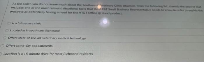 As the seller, you do not know much about the