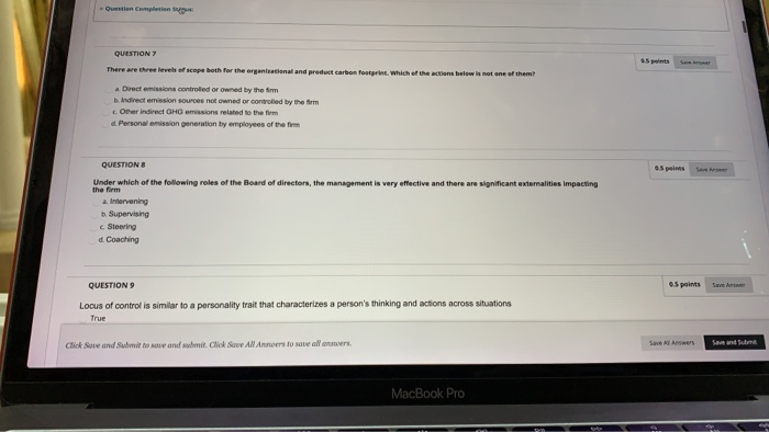 Question Completion QUESTION 7 There are three