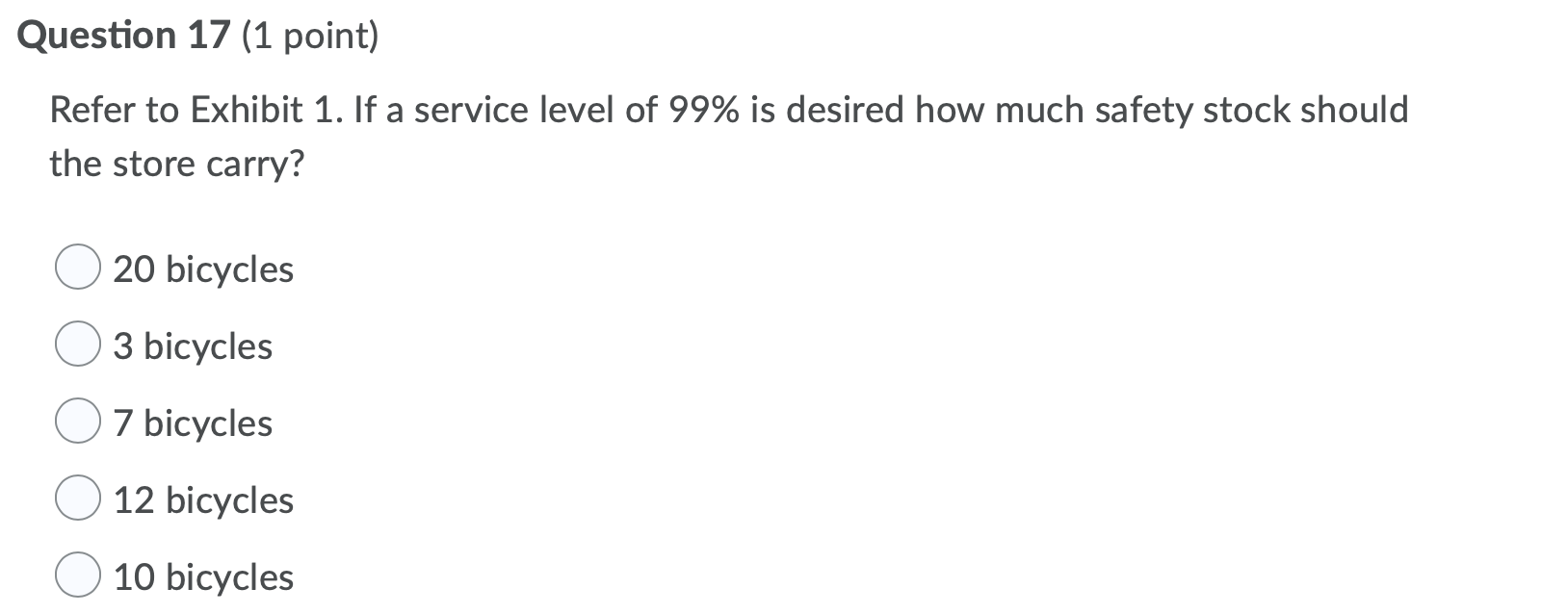 Exhibit 1. A bicycle store operates 200 days a