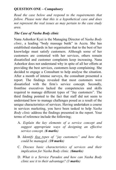 QUESTION ONE - Compulsory Read the case below and