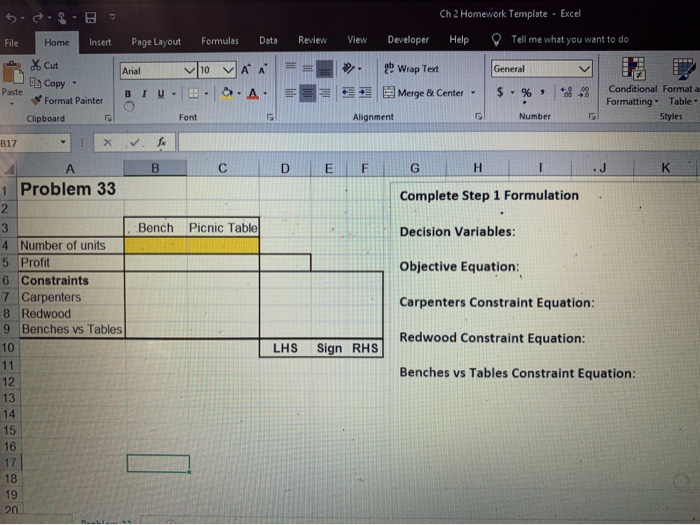 Please help with the formulas for this question