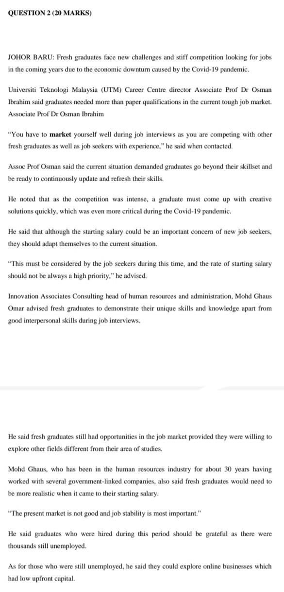 Based on above article; i. Identify challenges