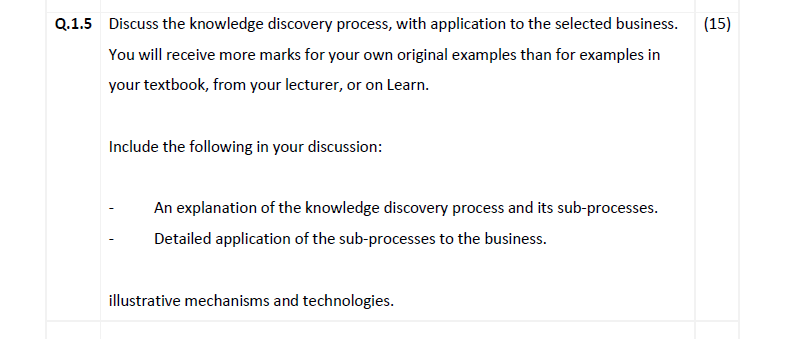 .5 Discuss the knowledge discovery process, with