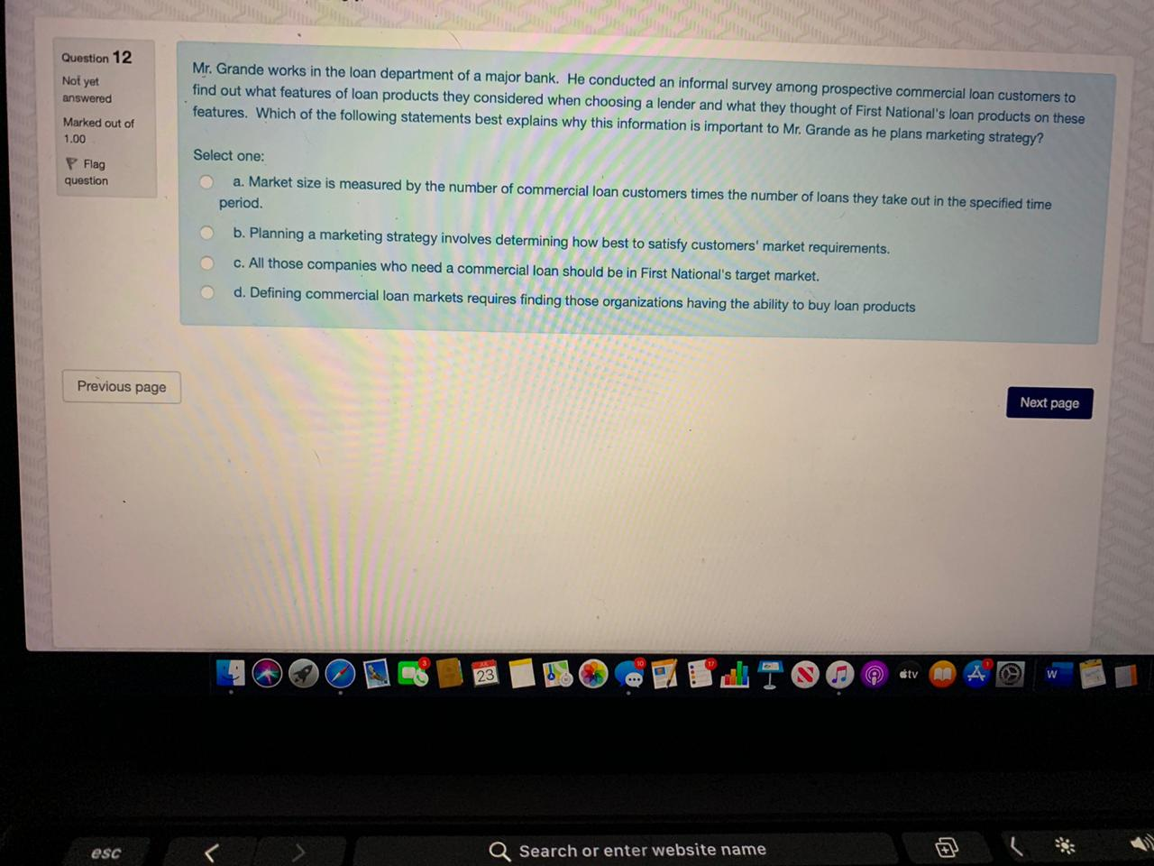 Question 12 Not yet answered Mr. Grande works in