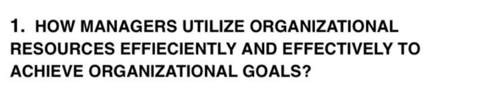 1. HOW MANAGERS UTILIZE ORGANIZATIONAL RESOURCES