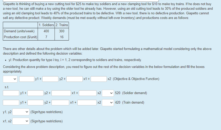 Giapetto is thinking of buying a new cutting tool