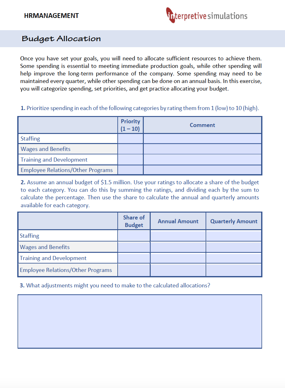 Interpretive Simulation HR management