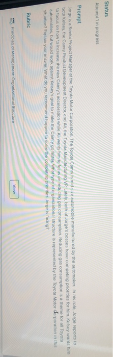 Status Attempt 1 in progress Prompt Jorge is a