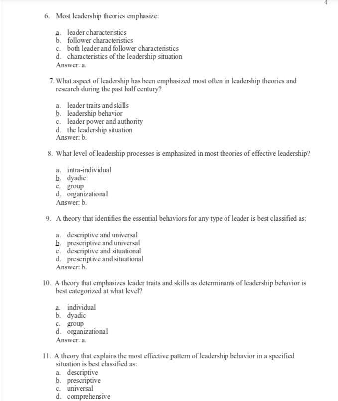 I need correct answers for this MCq 4 6. Most
