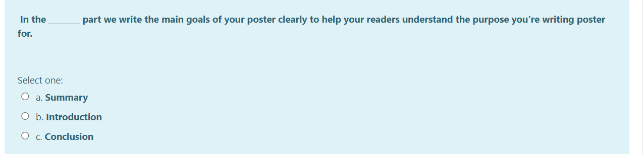 part we write the main goals of your poster