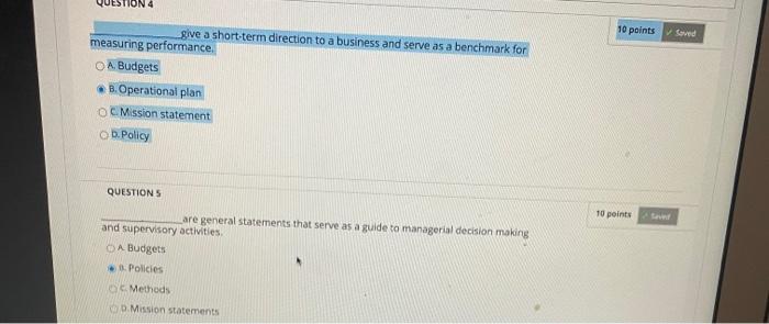 UESTION 10 points saved give a short-term
