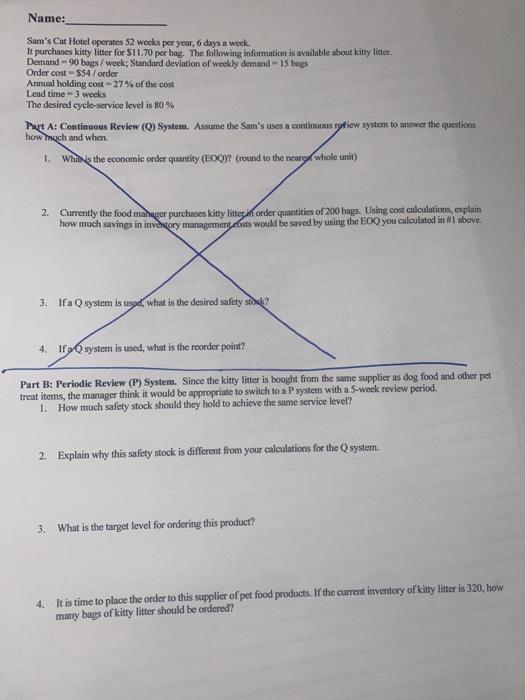 I need answers for Part B only please :) Name: