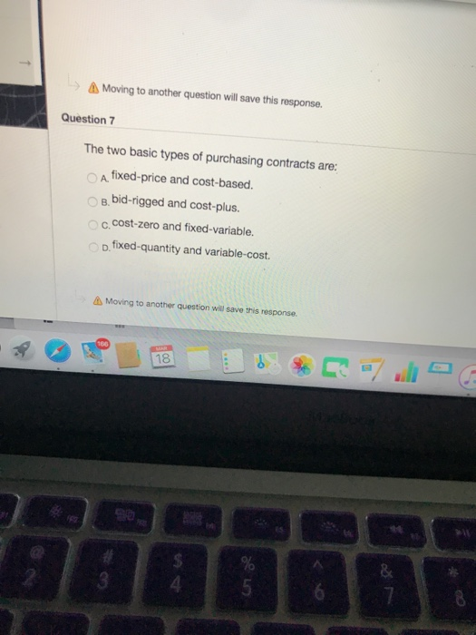 Moving to another question will save this