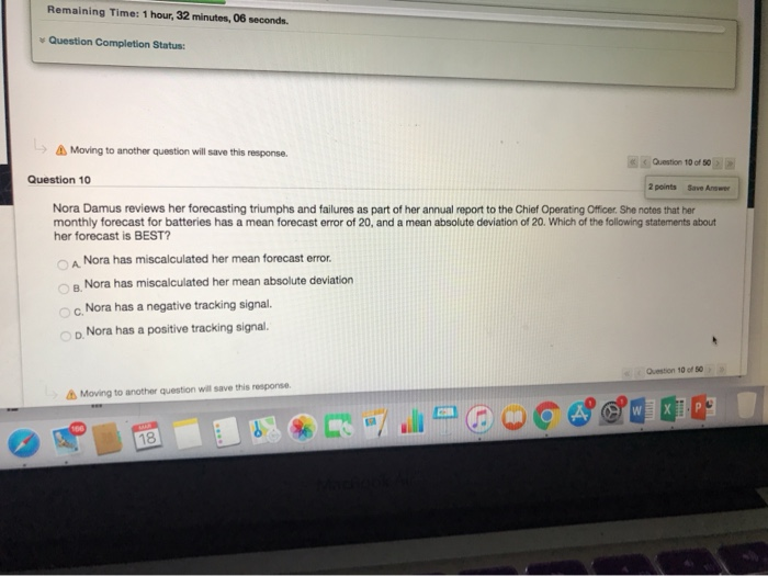 Moving to another question will save this