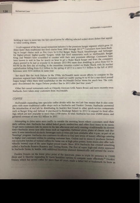 case: mcdonalds corporation Problem statement: