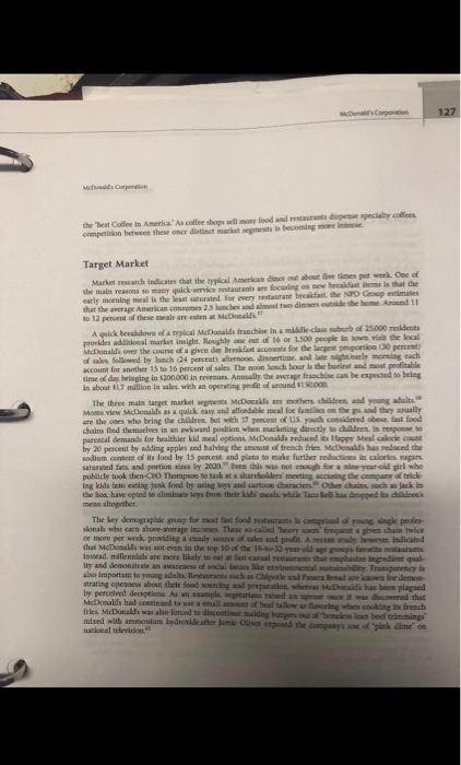 case: mcdonalds corporation Problem statement: