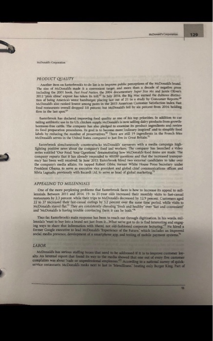 case: mcdonalds corporation Problem statement: