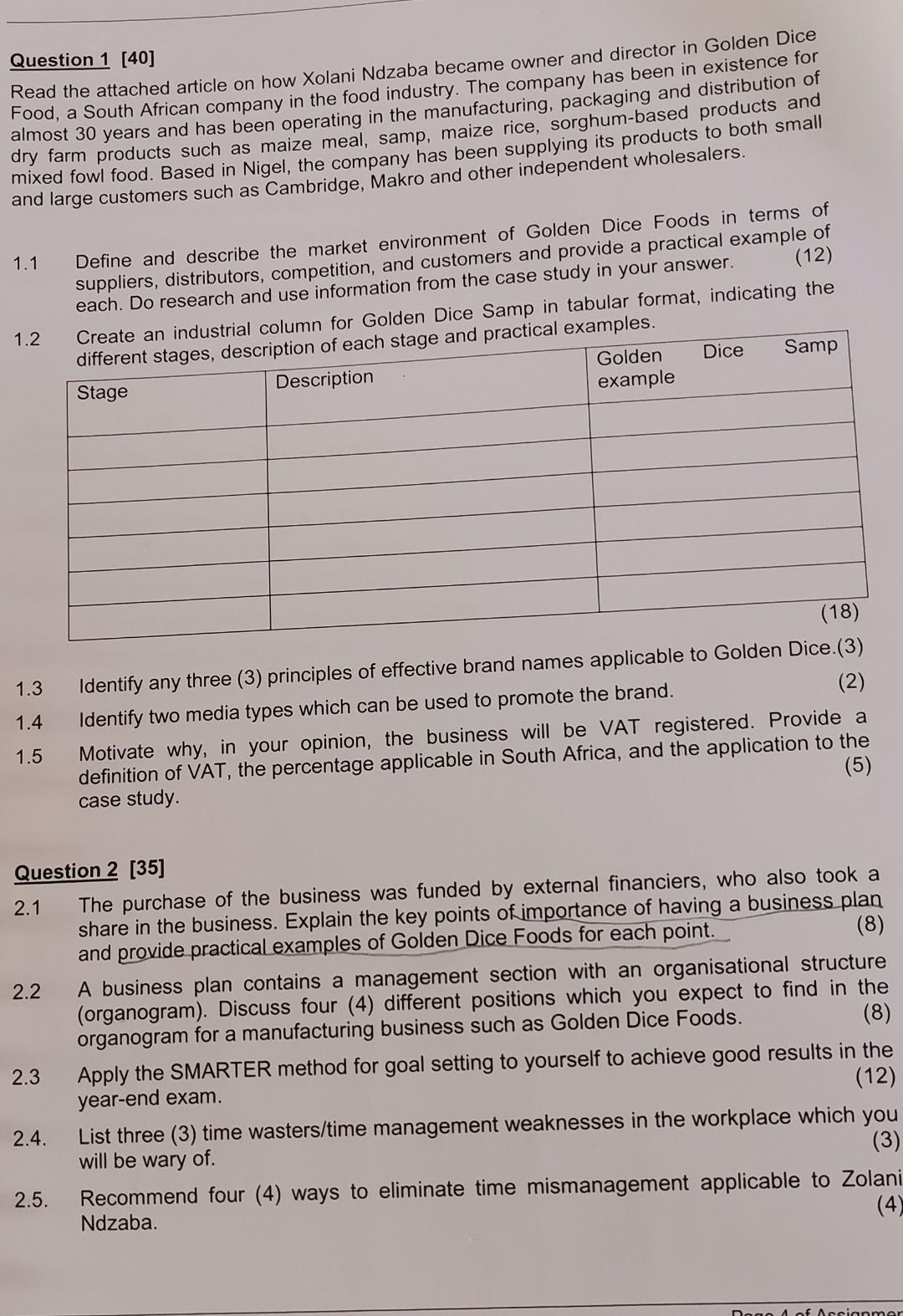 Question 1 [40] Read the attached article on how