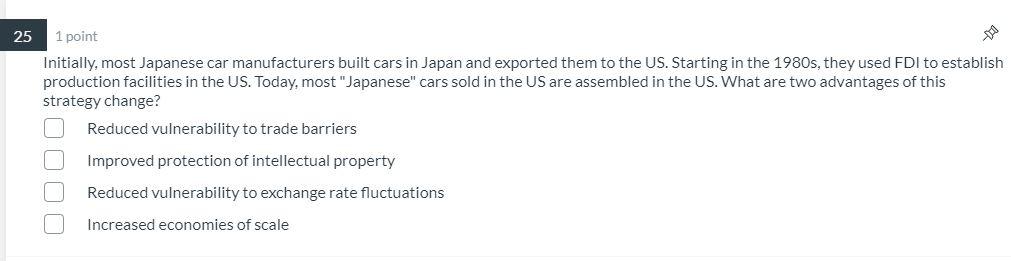 23 1 point When the US imposes tariffs on on the