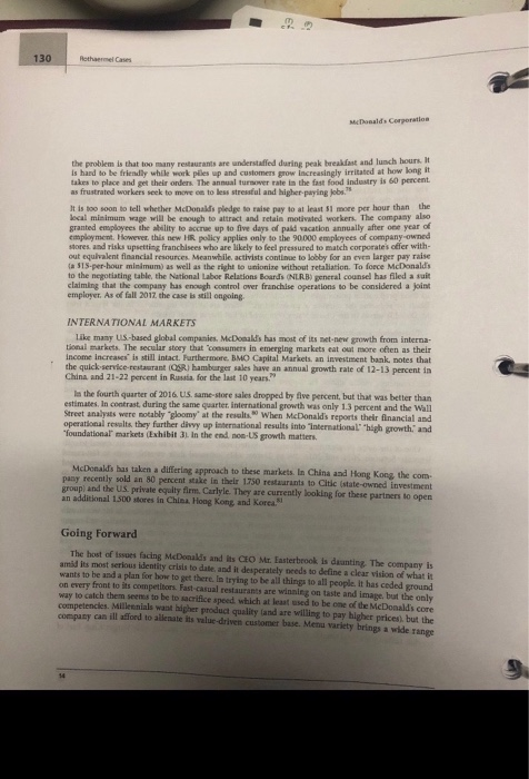 case: mcdonalds corporation Problem statement: