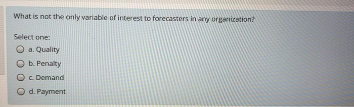 Question 8 Identify an example of time series