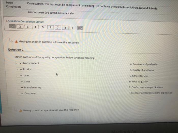 Force Completion Once started, this test must be