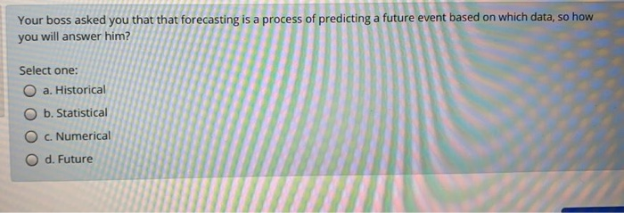 Question 8 Identify an example of time series