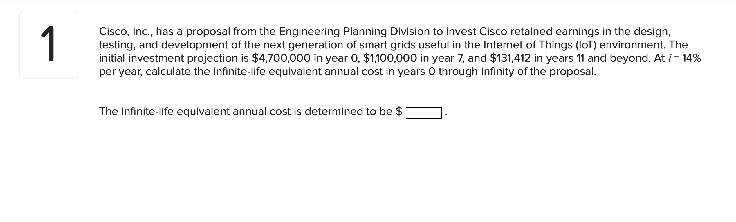 Cisco, Inc., has a proposal from the Engineering