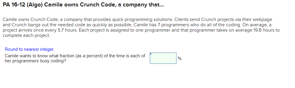 PA 16-17 (Algo) The organizers of a conference in