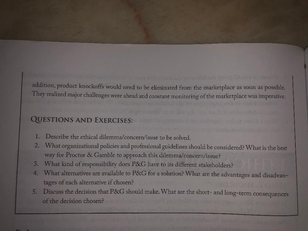 with unethical behaviors. about a particular