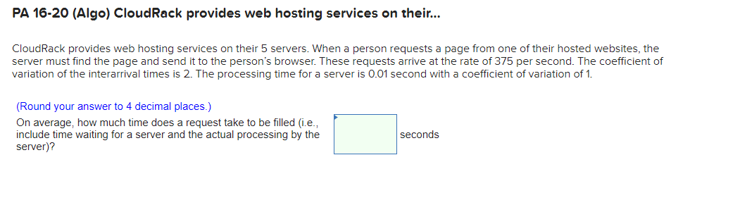 PA 16-17 (Algo) The organizers of a conference in