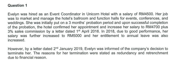 Question 1 Evelyn was hired as an Event